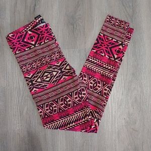 Leggings, aztec, pink, black, small